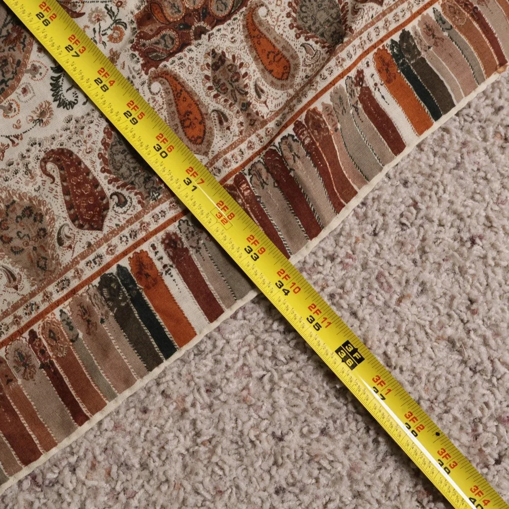 Vintage Paisley Square Scarf Earth Tones Brown Tan Orange Boho 34x34